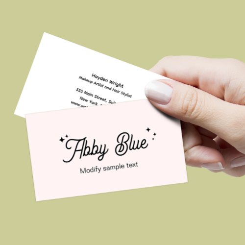 Cute Pink Script Font Stars Business Card