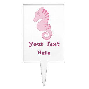 Cute Pink Seahorse Cake Topper