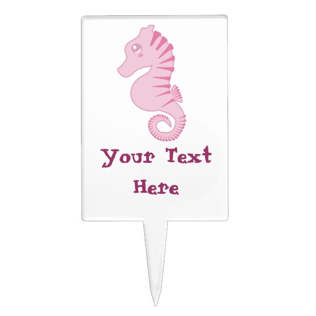 Cute Pink Seahorse Cake Topper (Front)