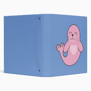 Cute pink seal  3 ring binder