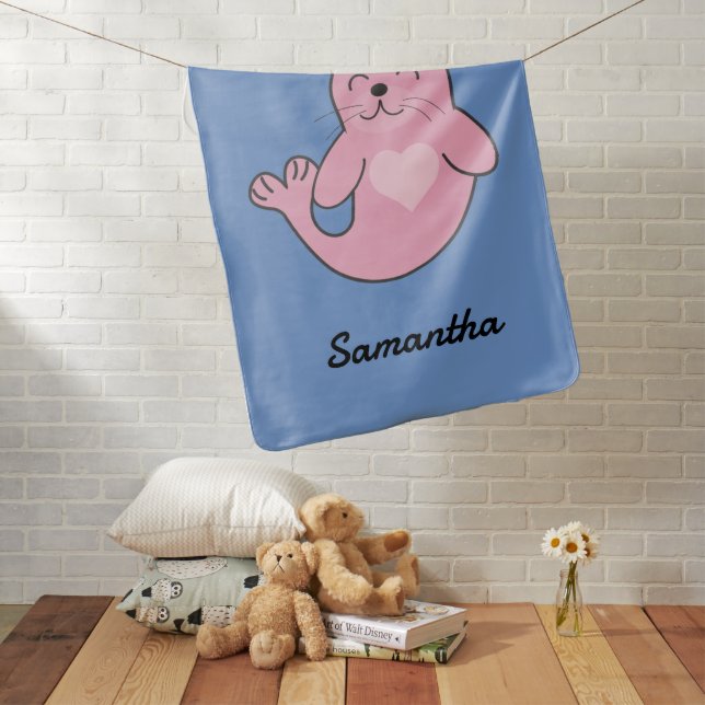 Cute pink seal baby blanket (In Situ)