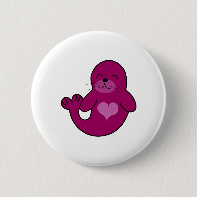 Cute Pink Seal Button (Front)