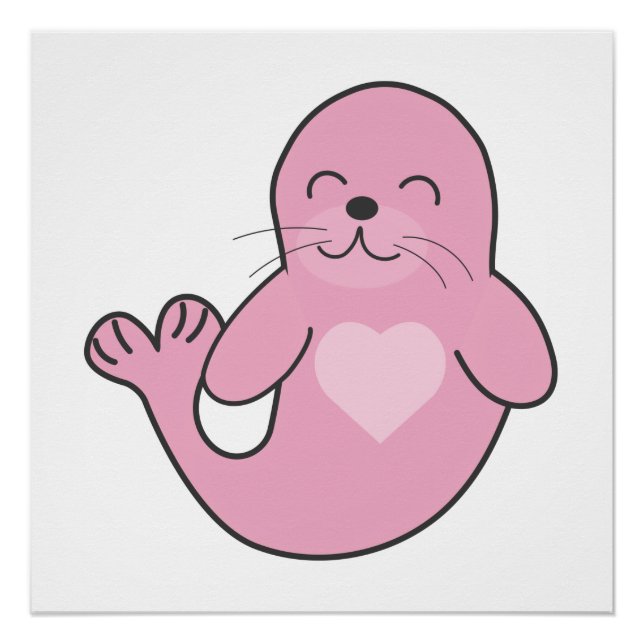 Cute pink seal poster (Front)