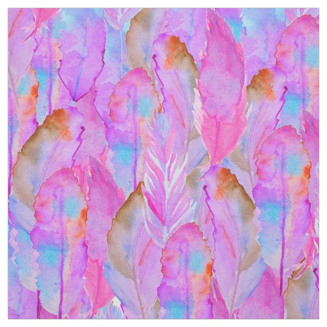 Cute pink seamless feathers patterns fabric (Swatch)