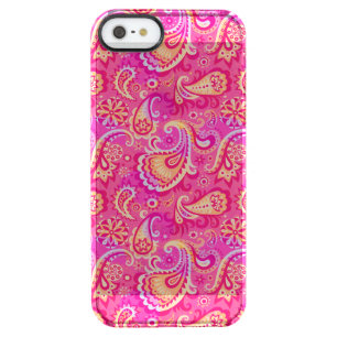 Cute pink seamless paisley look clear iPhone SE/5/5s case