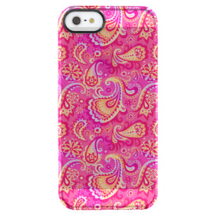 Cute pink seamless paisley look clear iPhone SE/5/5s case