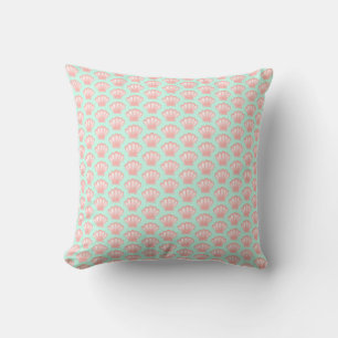 Cute Pink Seashell Pattern Illustration Throw Pillow