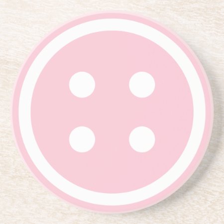Cute Pink Sewing Button Drink Coaster