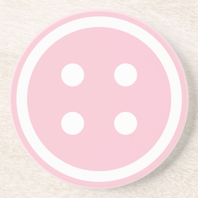 Cute Pink Sewing Button Drink Coaster (Front)