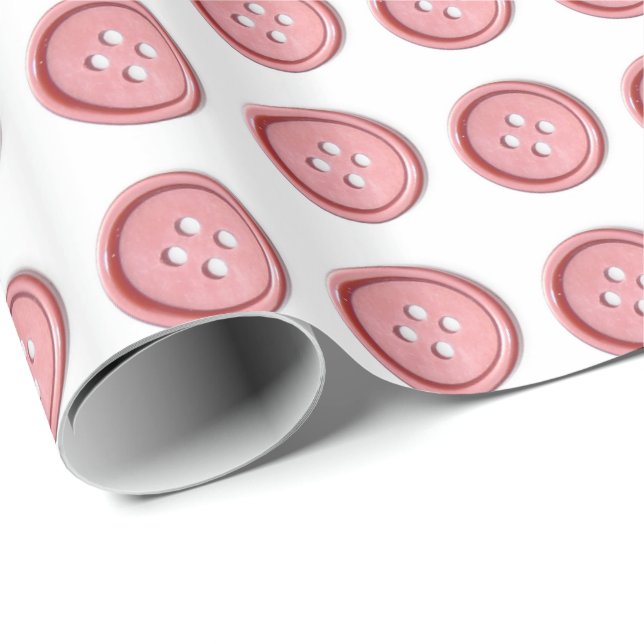 Cute Pink Sewing Buttons Wrapping Paper (Roll Corner)