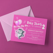 Cute Pink Shark | Pink Balloons Birthday Invitation