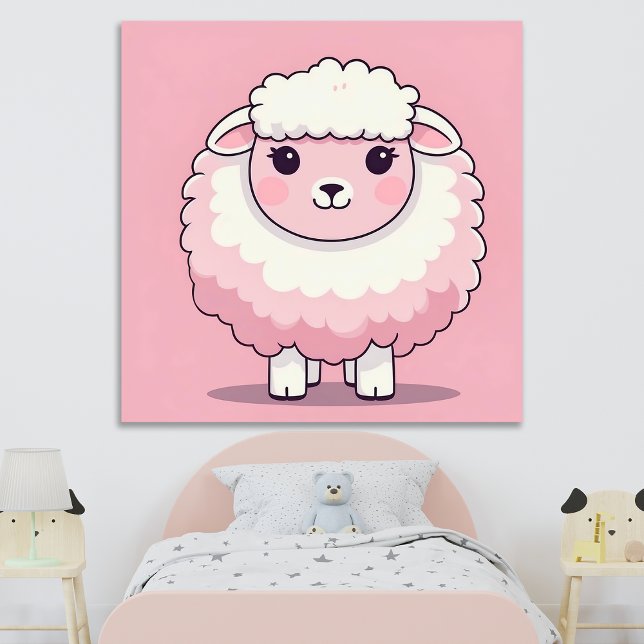 Cute Pink Sheep Nursery Wall Art Print Poster (Creator Uploaded)