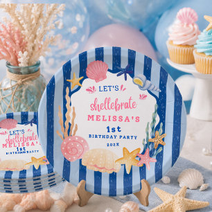Cute Pink Shellebrate Seashell Under The Sea  Paper Plates
