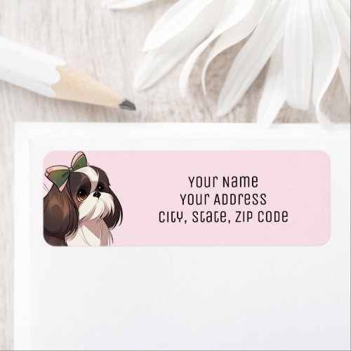 Cute Pink Shih Tzu Dog Lover Return Address Label