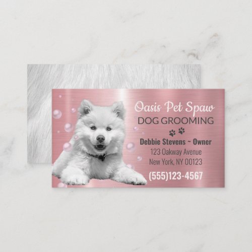 Cute Pink Shimmer Dog Pet Grooming Service Business Card