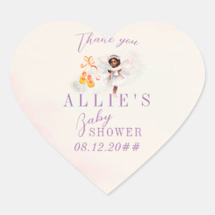 Cute Pink Shoes Fairy Dust Girl Baby Shower Heart Sticker