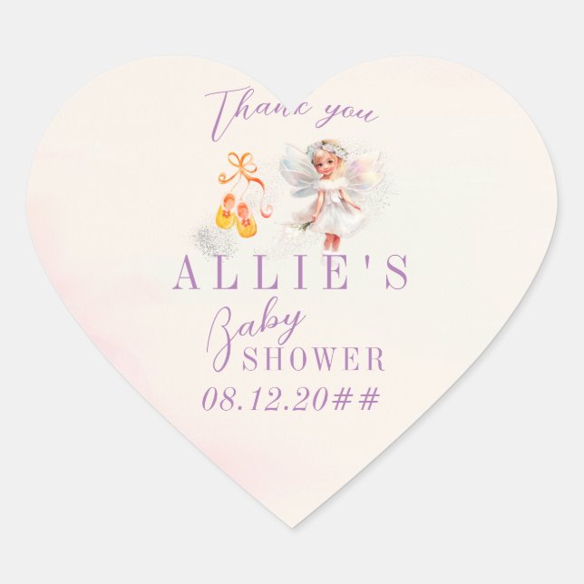 Cute Pink Shoes Fairy Dust Girl Baby Shower Heart Sticker (Front)