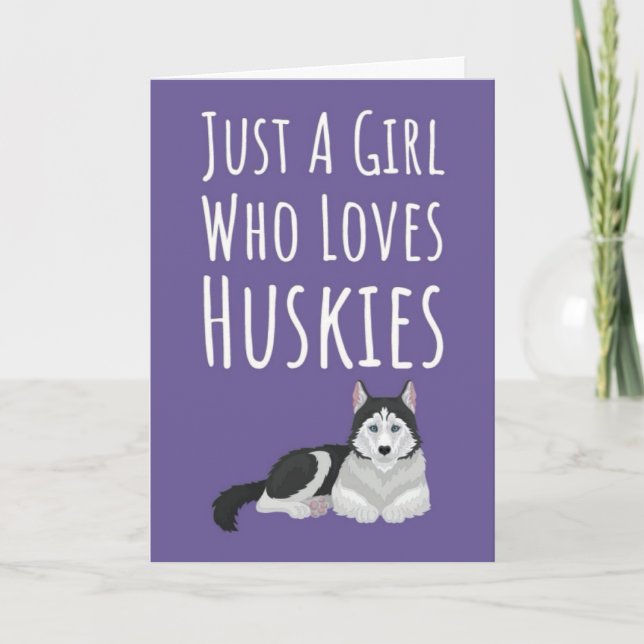 Cute Pink Siberian Husky Cards For Baby Girls Kids (Front)
