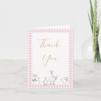 Cute Pink Silly Goose Baby Shower Thank You Card