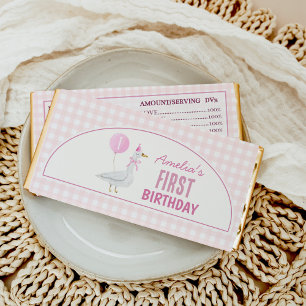 Cute Pink Silly Goose Balloon Girl Birthday Hershey Bar Favors
