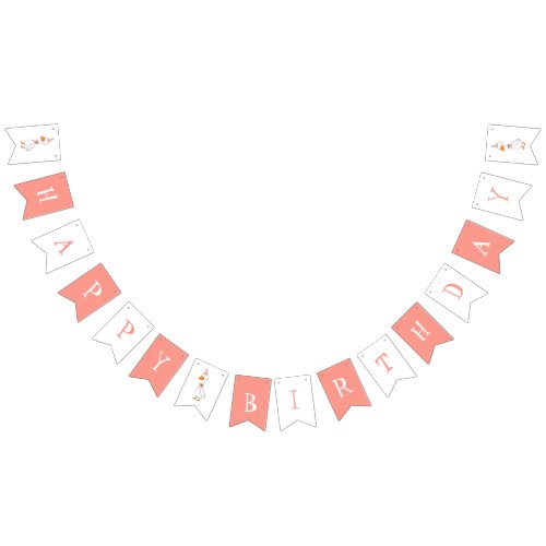 Cute Pink Silly Goose Happy Birthday Bunting Flags