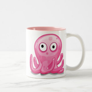 cute pink silly octopus, cute pink silly octopus Two-Tone coffee mug