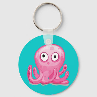cute pink silly octopus keychain