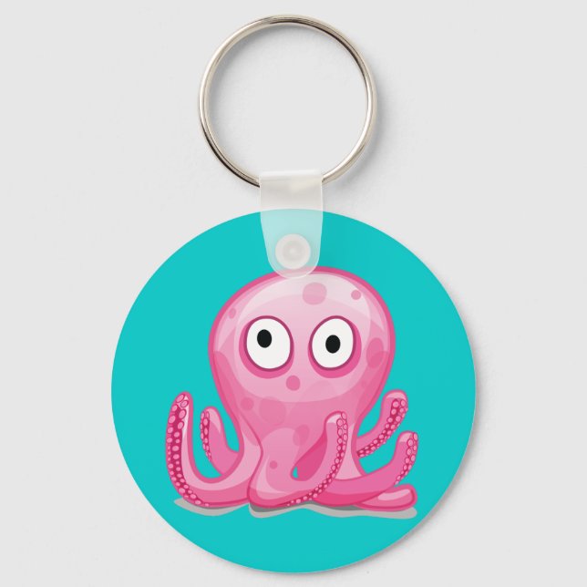 cute pink silly octopus keychain (Front)