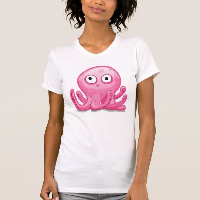 cute pink silly octopus T-Shirt (Front)