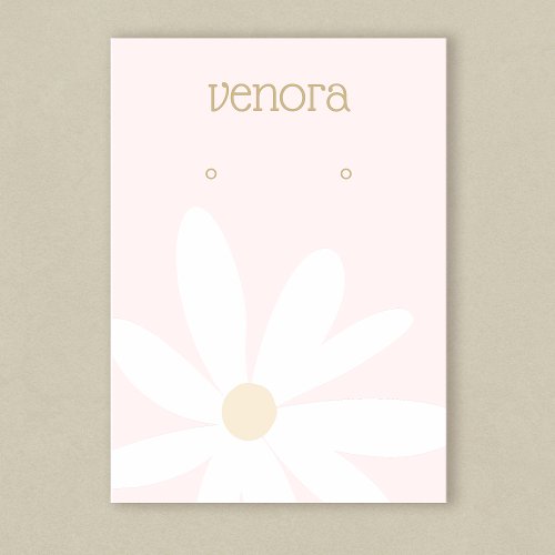 Cute Pink Simple Daisy Floral Earring Display Card