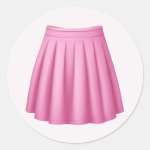Cute Pink Skater Skirt Emoji Art Classic Round Sticker