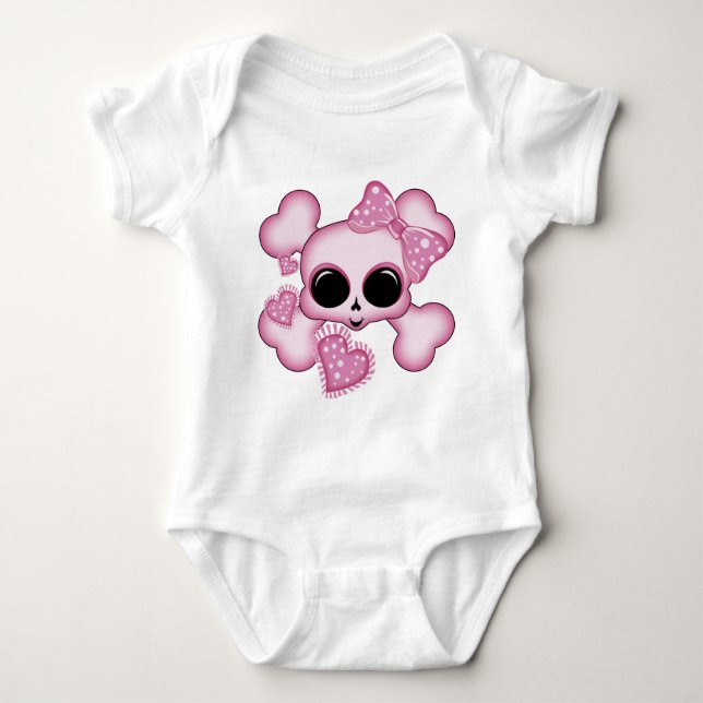 Cute Pink Skull Baby Bodysuit (Front)