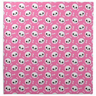 Cute Pink Skull & Bones Halloween Pattern Cloth Napkin