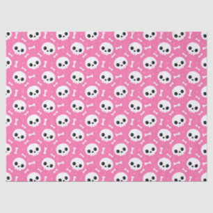 Cute Pink Skull & Bones Halloween Pattern Tissue Paper