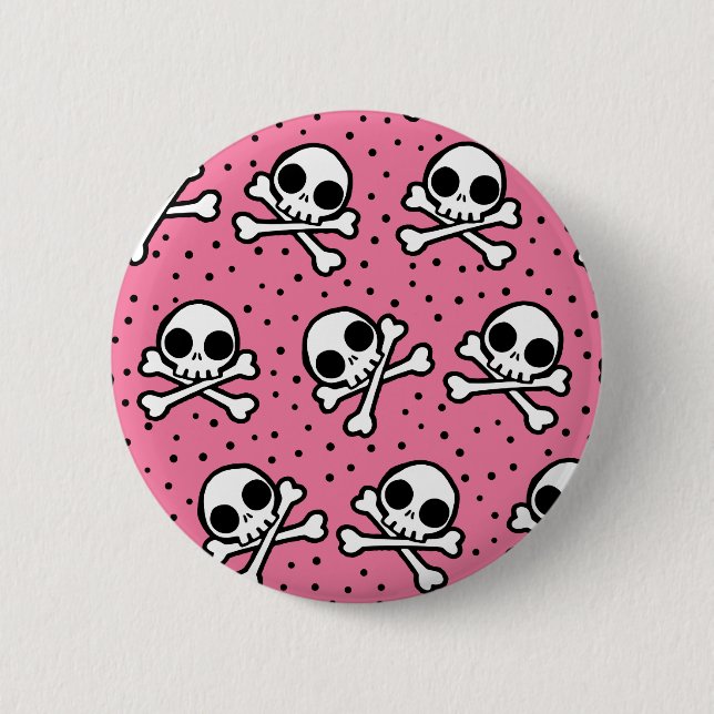 Cute Pink Skull Button (Front)