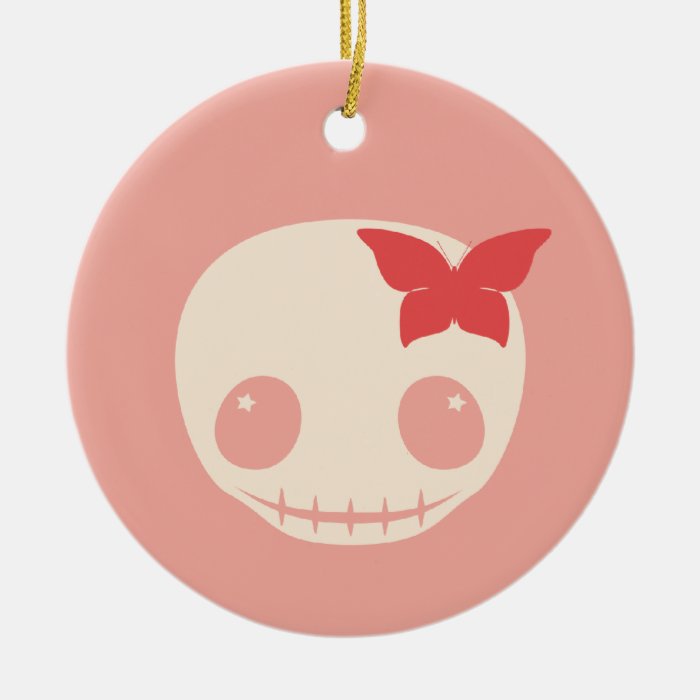 Cute Pink Skull Christmas Ornament