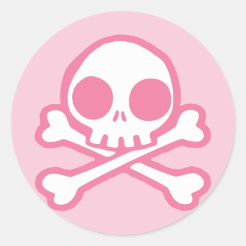 Cute Pink Skull Classic Round Sticker