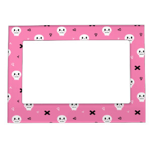 Cute Pink Skull Halloween Pattern Magnetic Frame