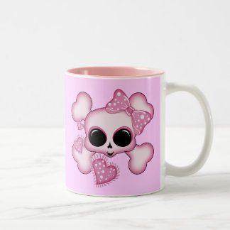 Cute Pink Skull Two-Tone Coffee Mug