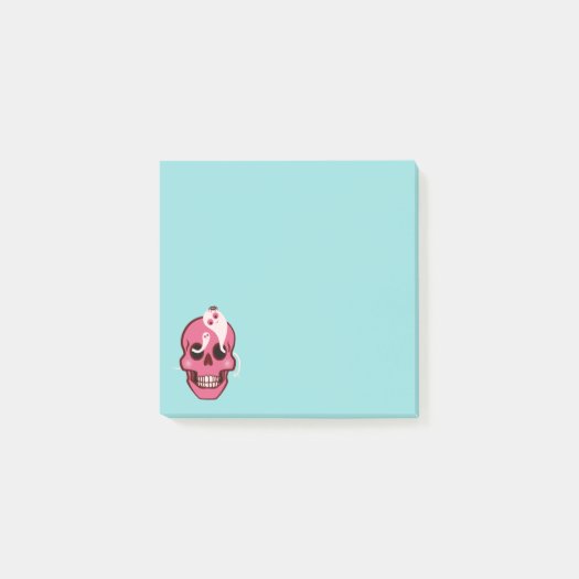 Cute Pink Skull With Spider And Ghosts In Eyes Post-it Notes