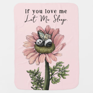 Cute Pink Sleeping Panda Bear Fairy Throw Pillow Baby Blanket