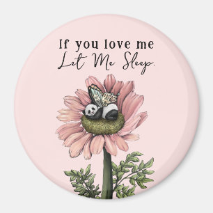 Cute Pink Sleeping Panda Bear Fairy Throw Pillow Magnet