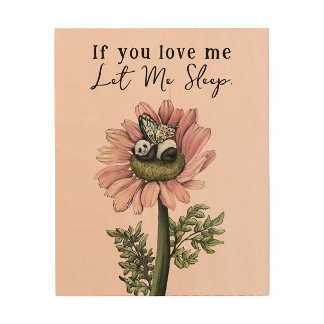 Cute Pink Sleeping Panda Bear Fairy Throw Pillow Wood Wall Art (Front)