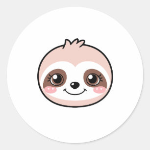 Cute Pink Sloth Classic Round Sticker