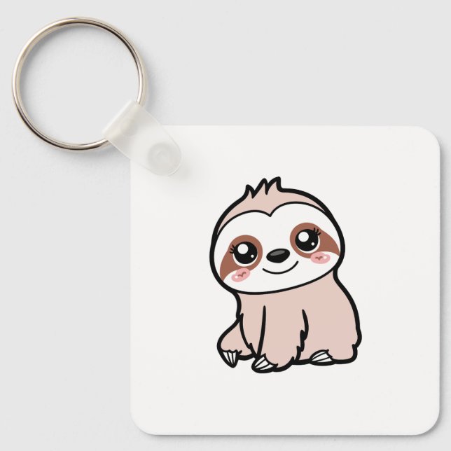 Cute Pink Sloth Keychain (Front)
