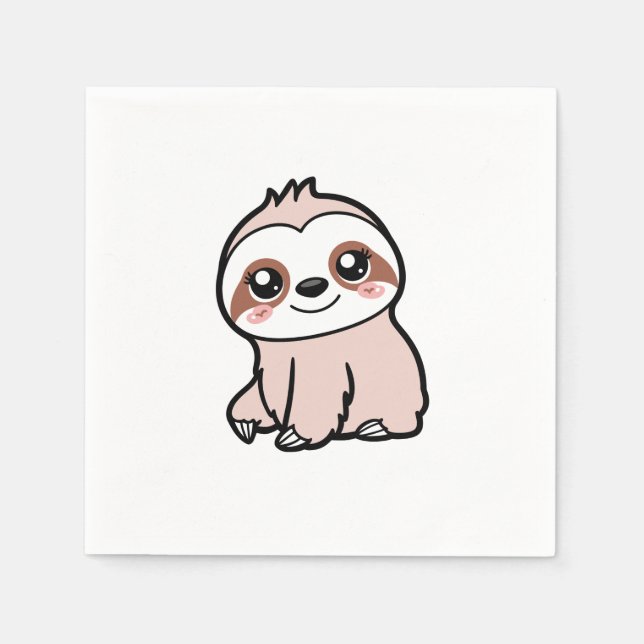 Cute Pink Sloth Napkins (Front)