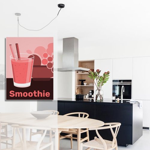 Cute Pink Smoothie Glass  Fruits Poster