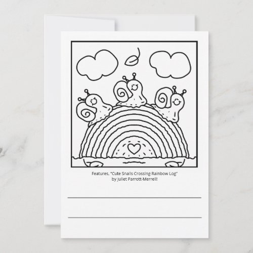 ❤️ Cute Pink Snails Rainbow Log Back To School Card