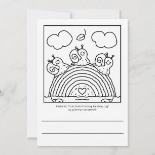 Cute Pink Snails Rainbow Log School Coloring  Card