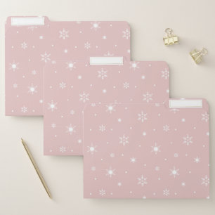 Cute Pink Snow Pattern File Folder